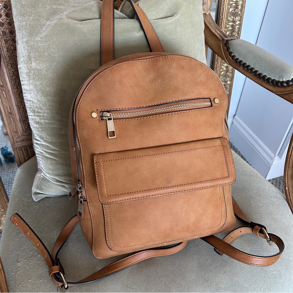 Camel Faux Suede Backpack